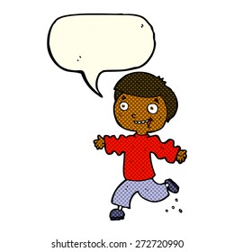 cartoon excited boy with speech bubble