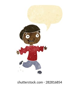 cartoon excited boy with speech bubble
