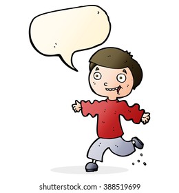 cartoon excited boy with speech bubble