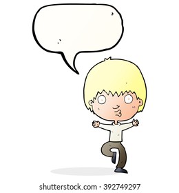 cartoon excited boy with speech bubble