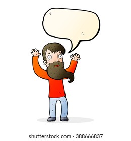 cartoon excited man with beard with speech bubble