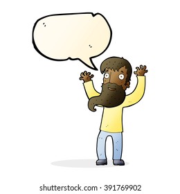 desenho animado homem com barba com balão de fala