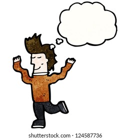 cartoon excited man with idea bubble