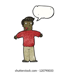 cartoon excited man with speech bubble