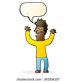 cartoon excited man with speech bubble