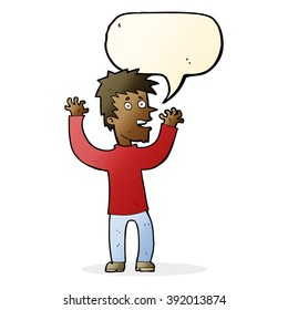 cartoon excited man with speech bubble