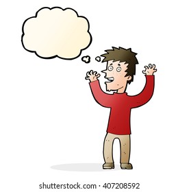 cartoon excited man with thought bubble