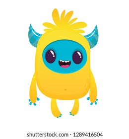 Cartoon excited monster character illustration. Tiny little  bigfoot or yeti creature