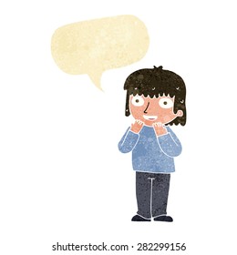 cartoon excited person with speech bubble