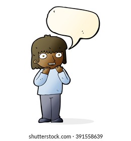 cartoon excited person with speech bubble