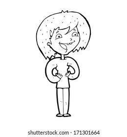 cartoon excited woman