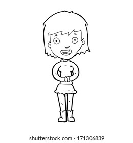 cartoon excited woman
