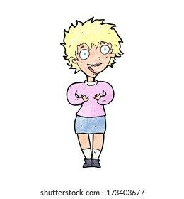 cartoon excited woman