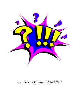 Cartoon exclamation colorful text caption illustration
