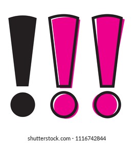 Cartoon exclamation mark. Set of vector  exclamation mark icons.
