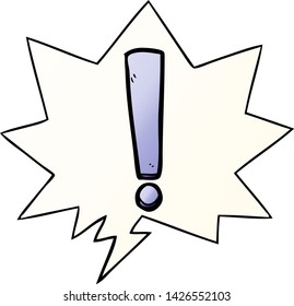 cartoon exclamation mark with speech bubble in smooth gradient style