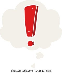 cartoon exclamation mark with thought bubble in retro style