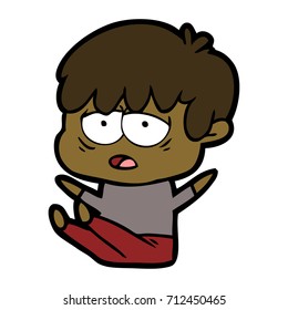cartoon exhausted boy