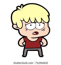 cartoon exhausted boy