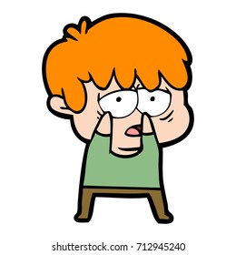 cartoon exhausted boy