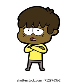 cartoon exhausted boy