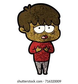 cartoon exhausted boy