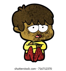 niño exhausto de caricatura