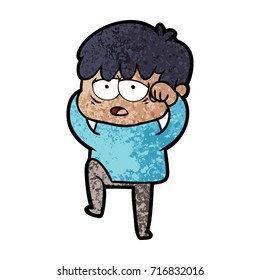 cartoon exhausted boy