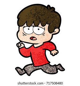 cartoon exhausted boy