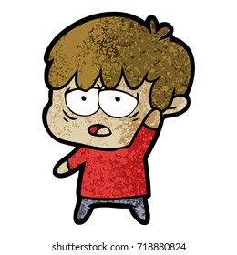cartoon exhausted boy