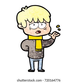 cartoon exhausted boy