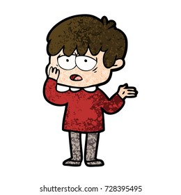 niño exhausto de caricatura