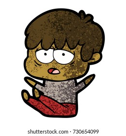 cartoon exhausted boy