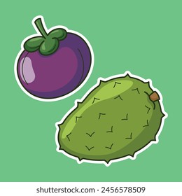 Cartoon Exotic Tropical Fruit Vector Art