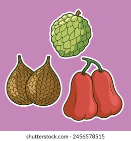 Arte vectorial de frutas tropicales exóticas