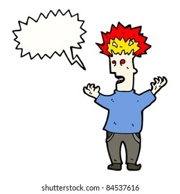 cartoon exploding stress head man