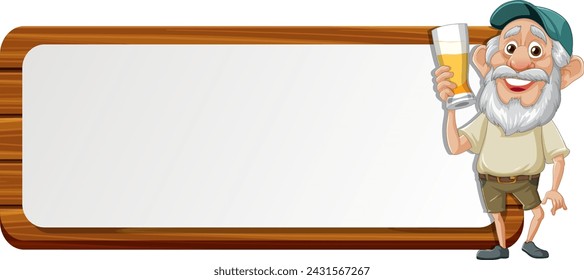 Cartoon explorer holding a large blank sign.