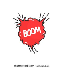 cartoon explosion boom in comic book. concept of simple bursting like creative action. abstract flat style trend modern logotype graphic art design isolated on white background