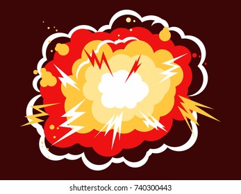 Cartoon explosion boom flame vector illustration.