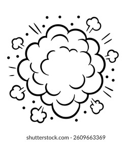 Cartoon Explosion Cloud, with Debris and Smoke Puffs