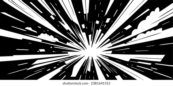 Cartoon explosion. Dynamic zoom motion illustration. Vector illustration