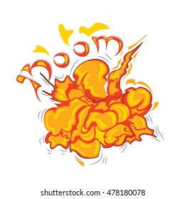 Cartoon explosion effect with smoke. Boom effect. Vector illustration.