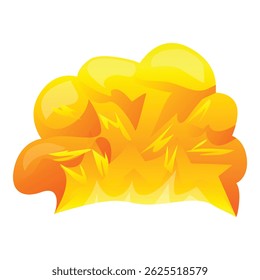 Cartoon explosion expanding with energy, featuring bright yellow and orange colors, creating a dynamic and vibrant visual effect
