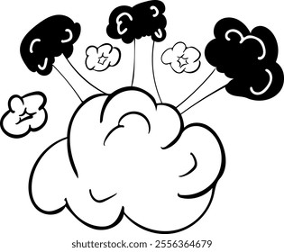 Cartoon explosion graphic. Vector cartoon illustration in retro pop art style isolated on transparent background