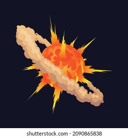 Cartoon explosion icon. Comic book element. Boom cloud and flame, smoke and explode. Boom effect vector element for game design