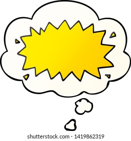 cartoon explosion symbol with thought bubble in smooth gradient style