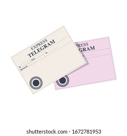 Tarjetas de telegramas express de dibujos animados. Ilustración del vector