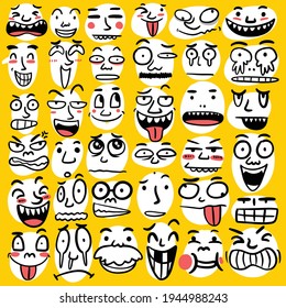 
cartoon expression doodle set hand drawing color