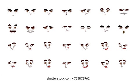 Cartoon Expression Emoticons Outline set