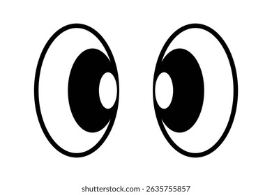 Cartoon expression eyes with different views. Outlined eye set. Cartoon eyes vector icon set. Silhouette of cartoon eyes symbol and sign. Cartoon eyes outline icon. Design eps 10. 